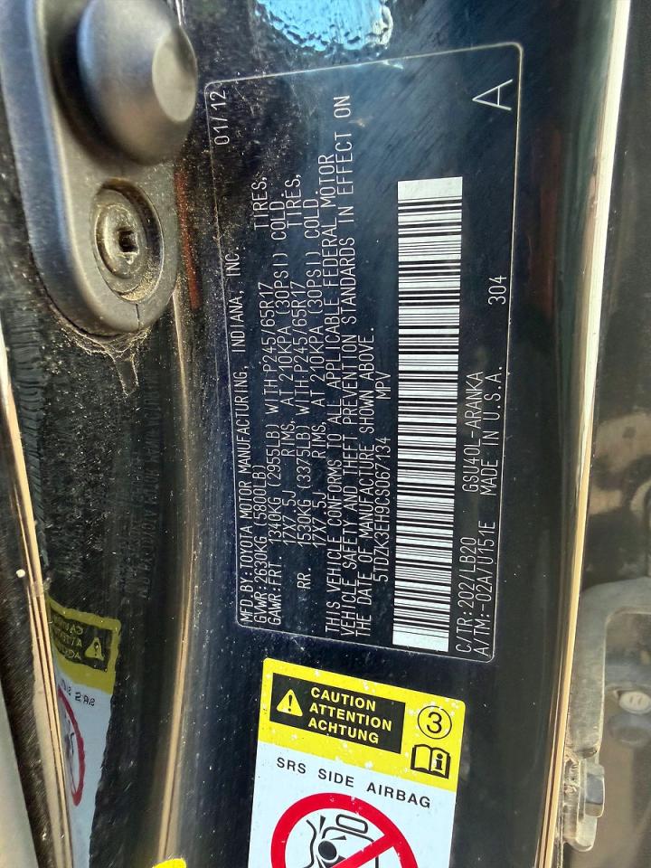 2012 Toyota Highlander Se Черный vin: 5TDZK3EH9CS067134