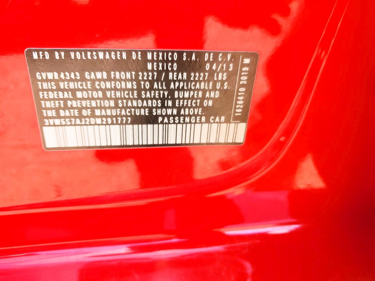 2013 Volkswagen Jetta Gli Red vin: 3VW5S7AJ2DM291777