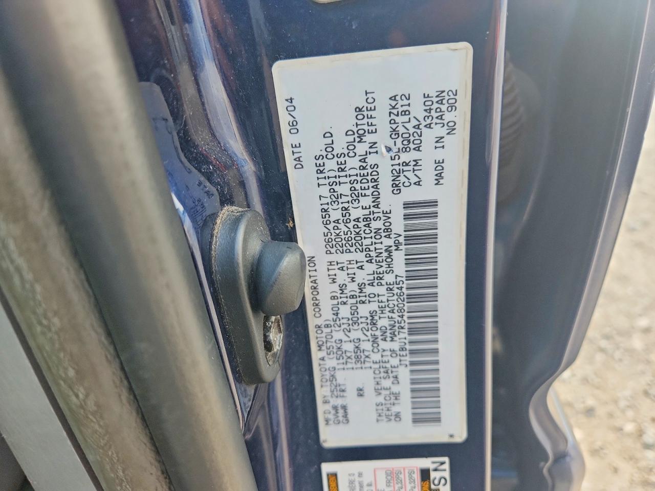 2004 Toyota 4runner Limited Blue vin: JTEBU17R548026457
