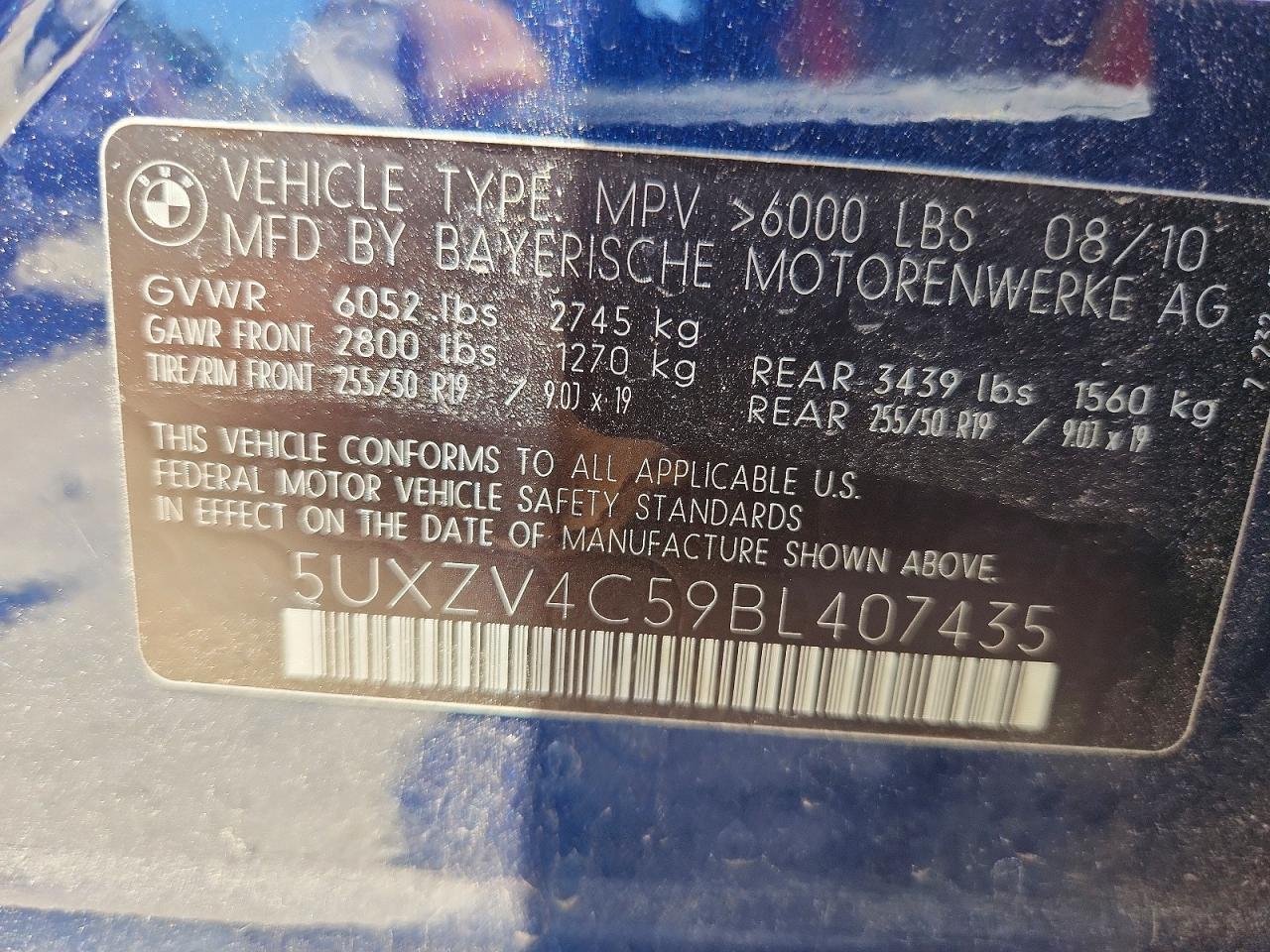 2011 Bmw X5 Xdrive35i Blue vin: 5UXZV4C59BL407435