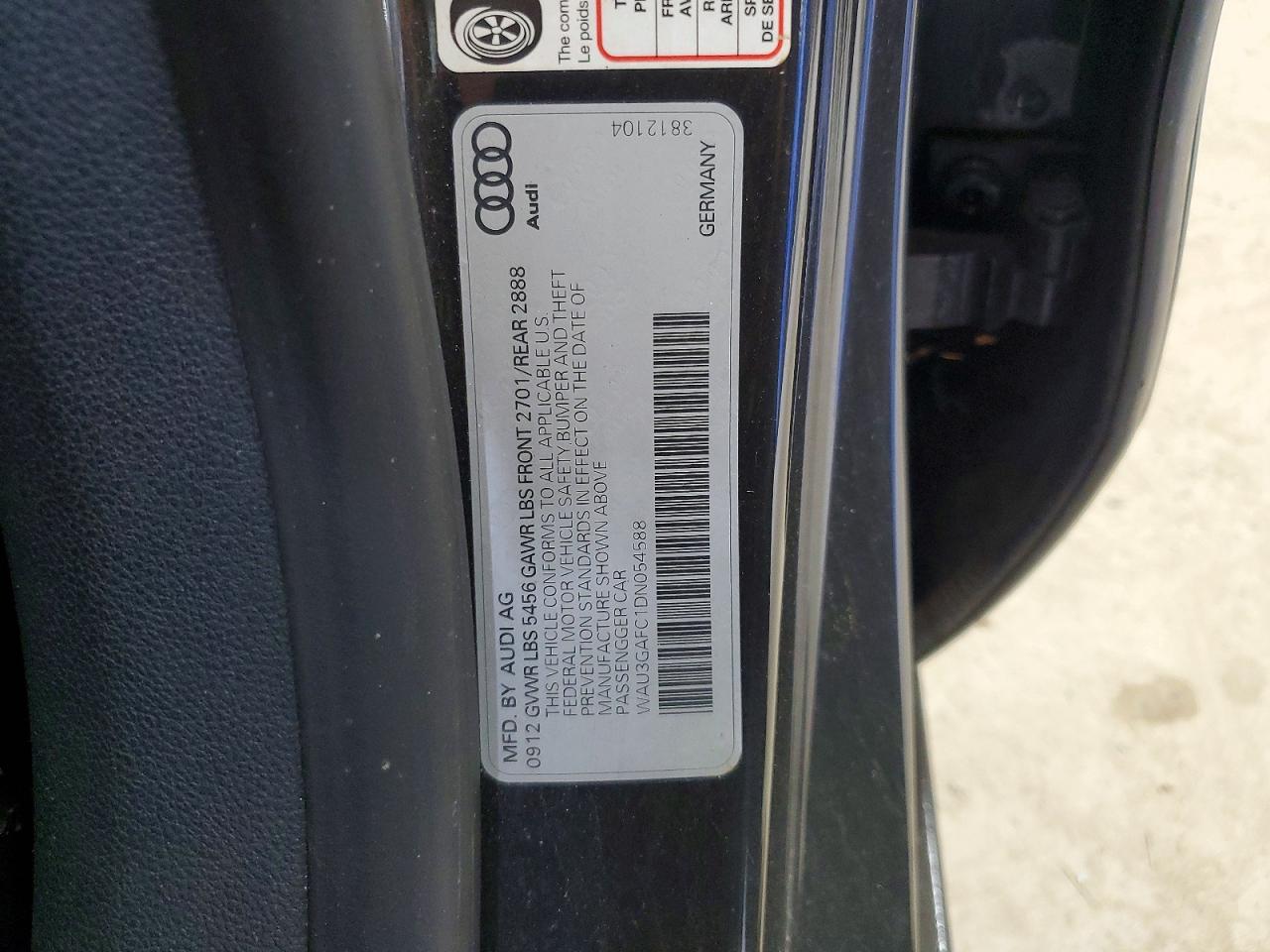 2013 Audi A7 Prestige Black vin: WAU3GAFC1DN054588