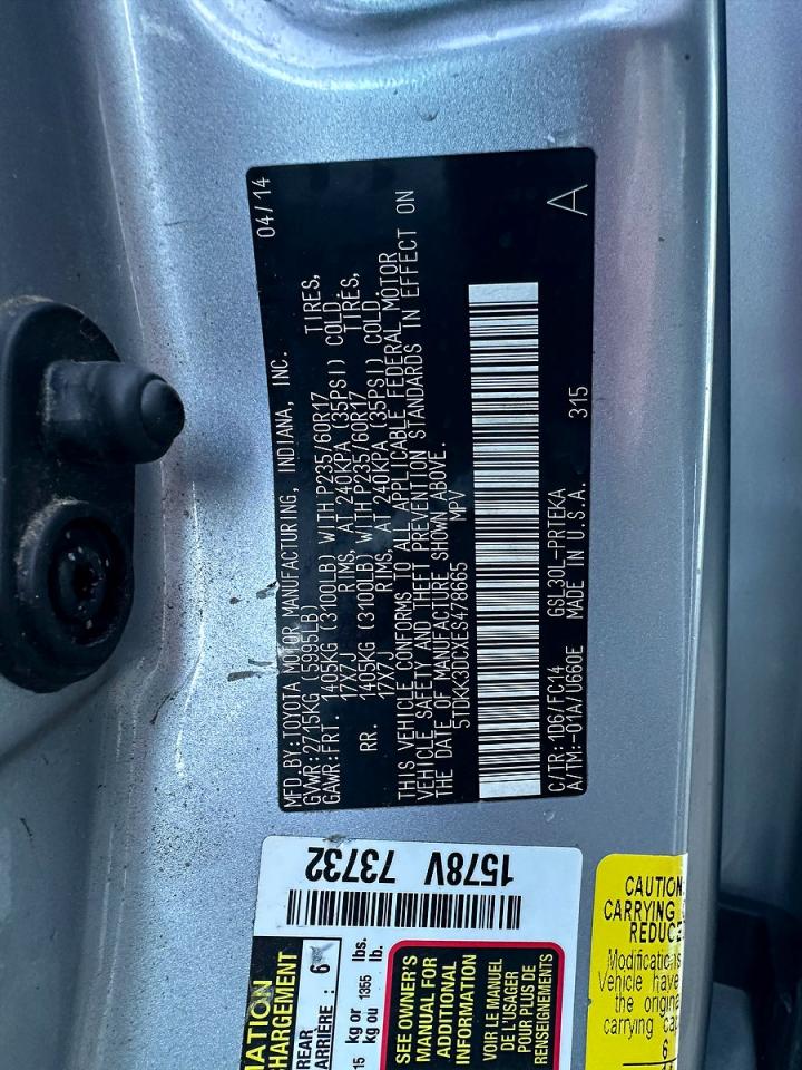2014 Toyota Sienna Le Silver vin: 5TDKK3DCXES478665