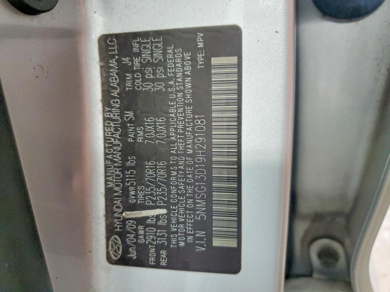 2009 Hyundai Santa Fe Gls Silver vin: 5NMSG13D19H291081