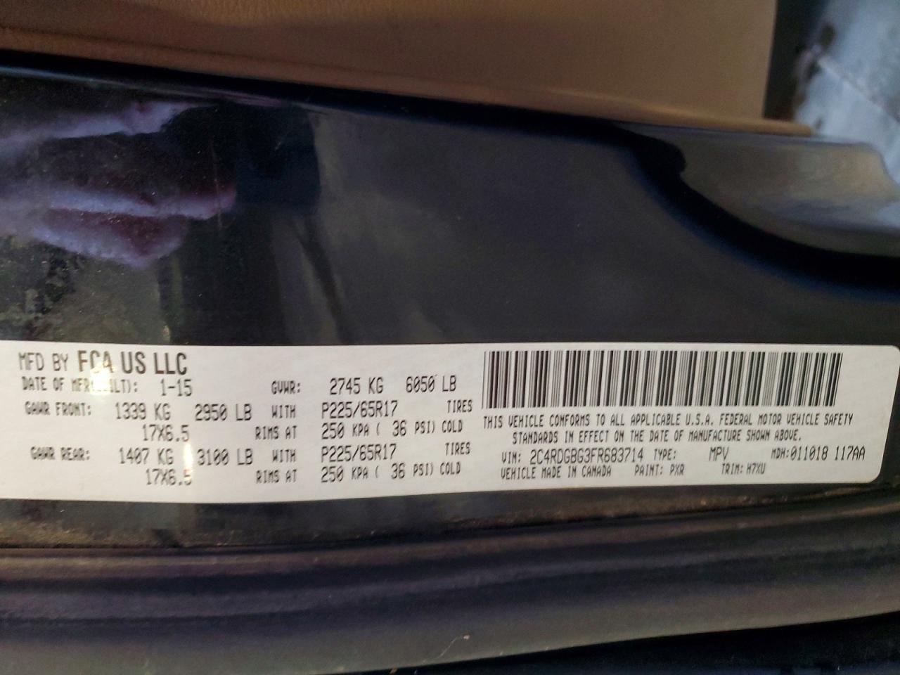 2015 Dodge Grand Caravan Se Черный vin: 2C4RDGBG3FR683714