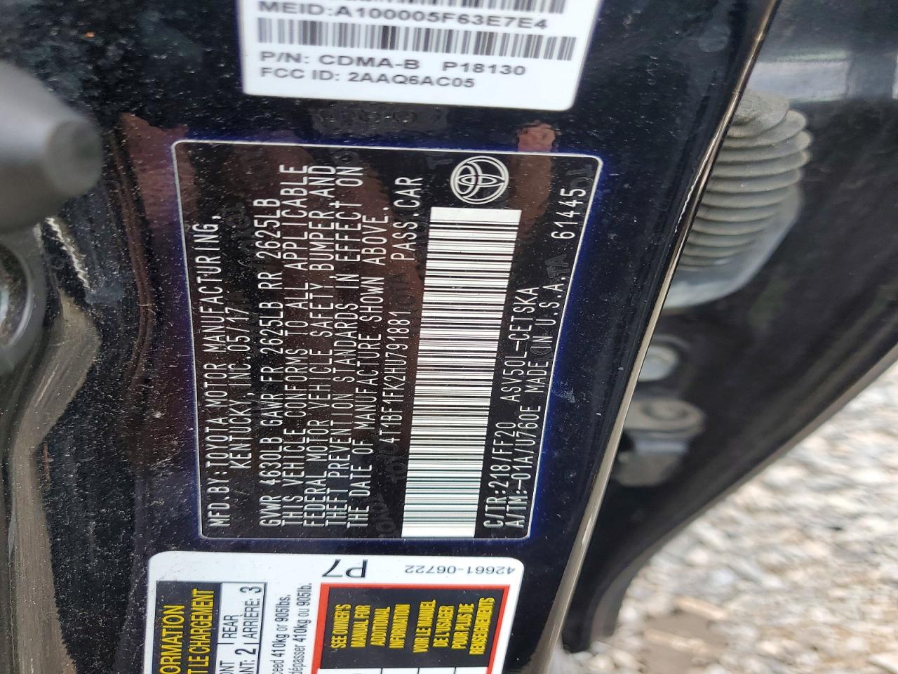 2017 Toyota Camry Se Black vin: 4T1BF1FK2HU791881
