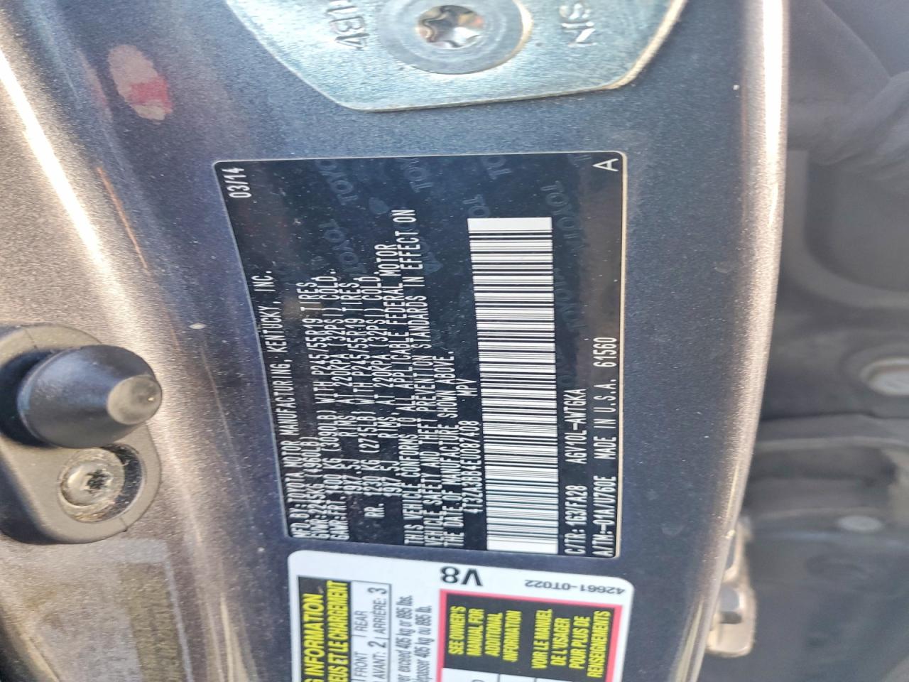 2014 Toyota Venza Le Gray vin: 4T3ZA3BB4EU087408