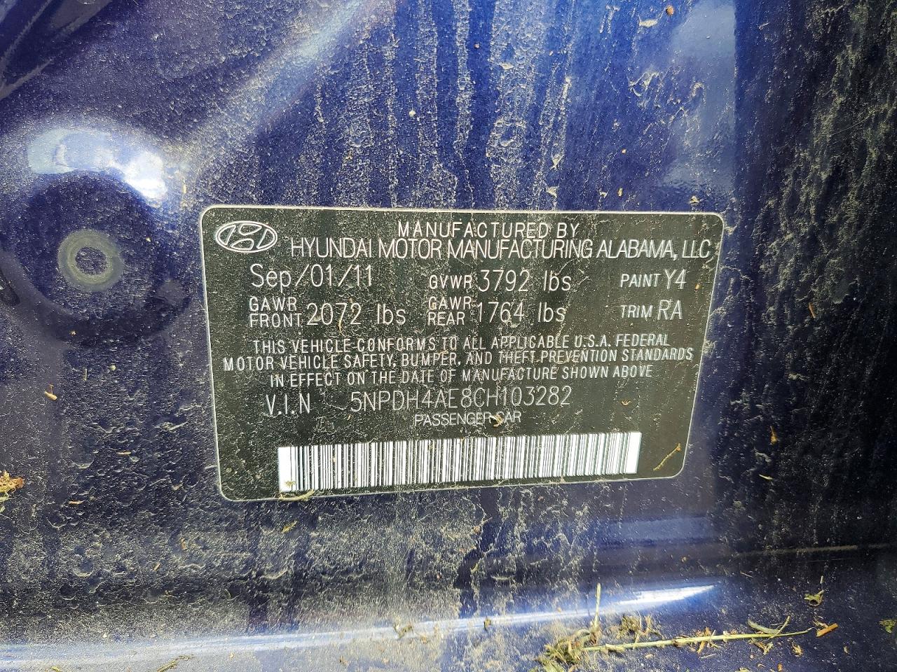 2012 Hyundai Elantra Gls Синий vin: 5NPDH4AE8CH103282