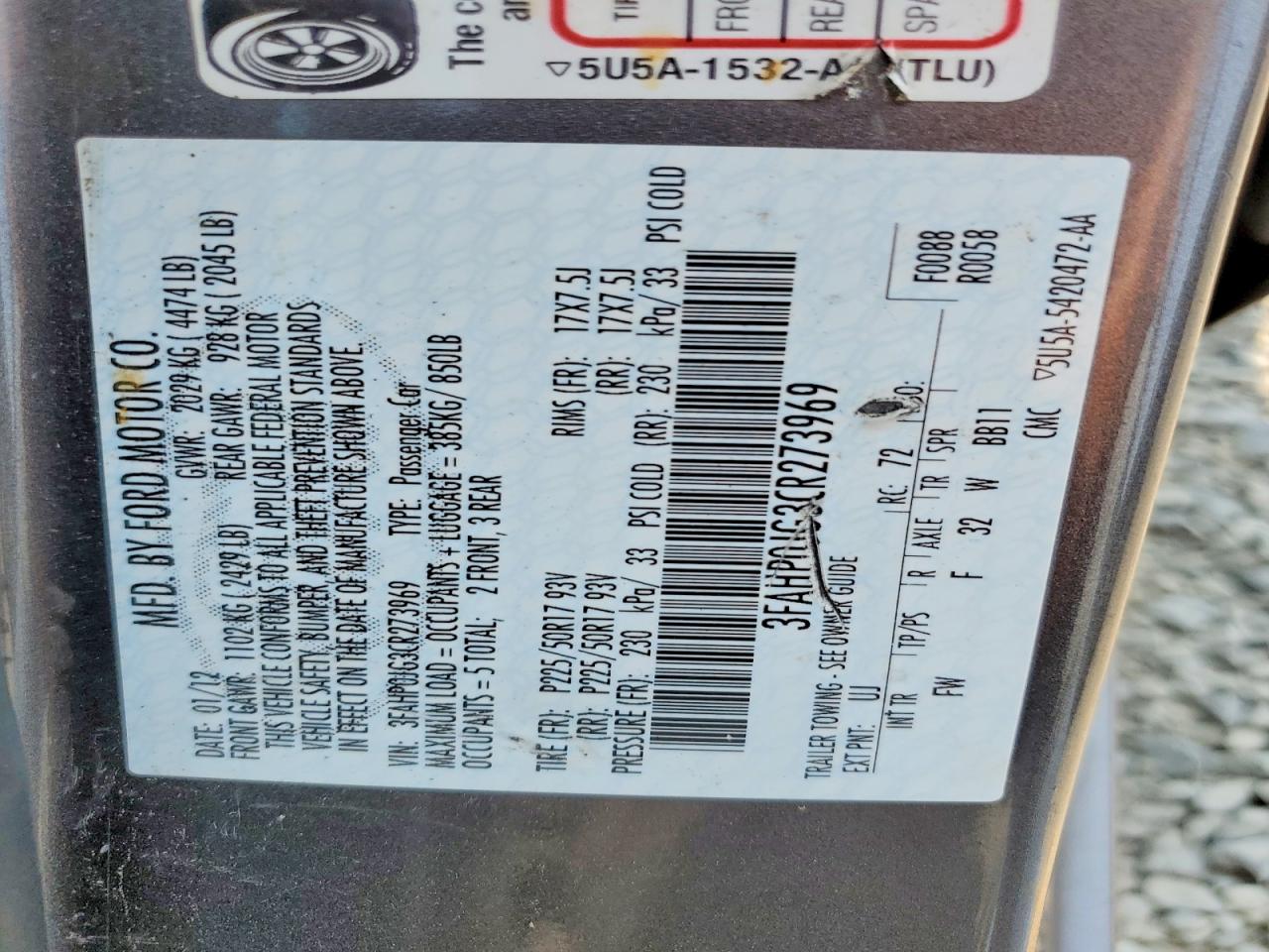 2012 Ford Fusion Sel Gray vin: 3FAHP0JG3CR273969