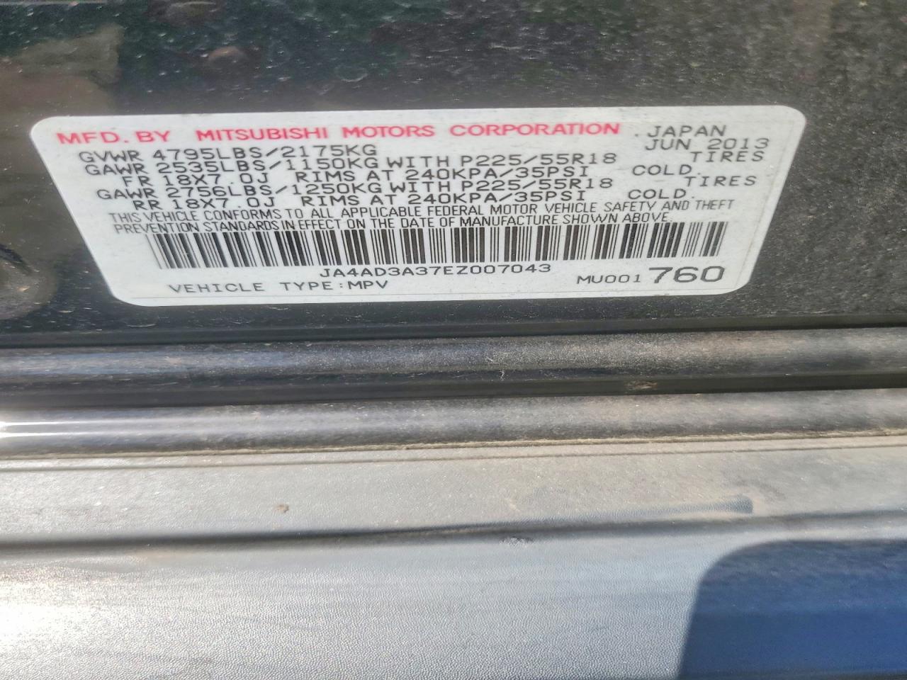 2014 Mitsubishi Outlander Se Black vin: JA4AD3A37EZ007043