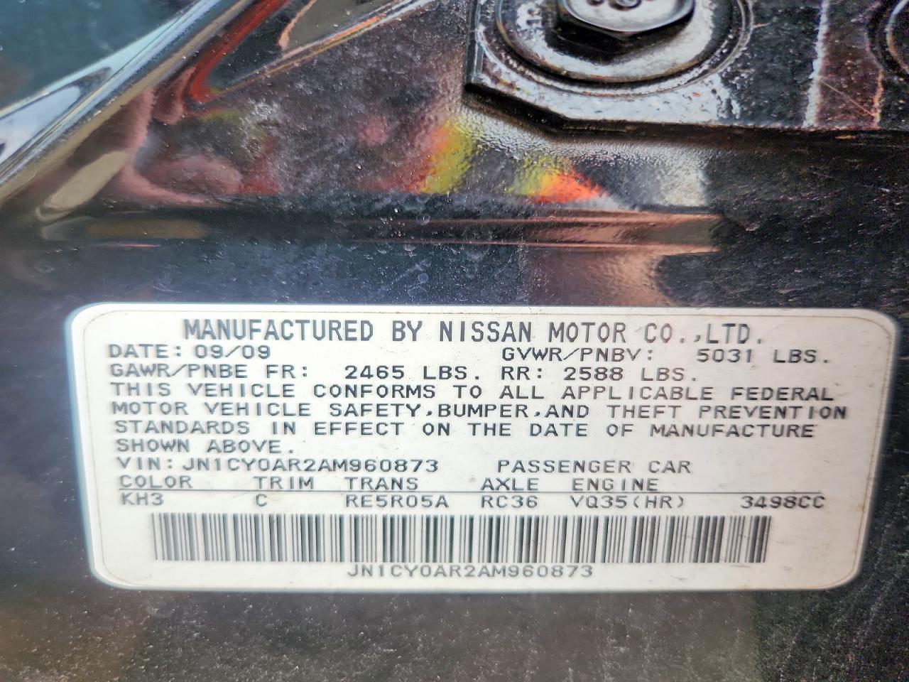 2010 Infiniti M35 X Black vin: JN1CY0AR2AM960873