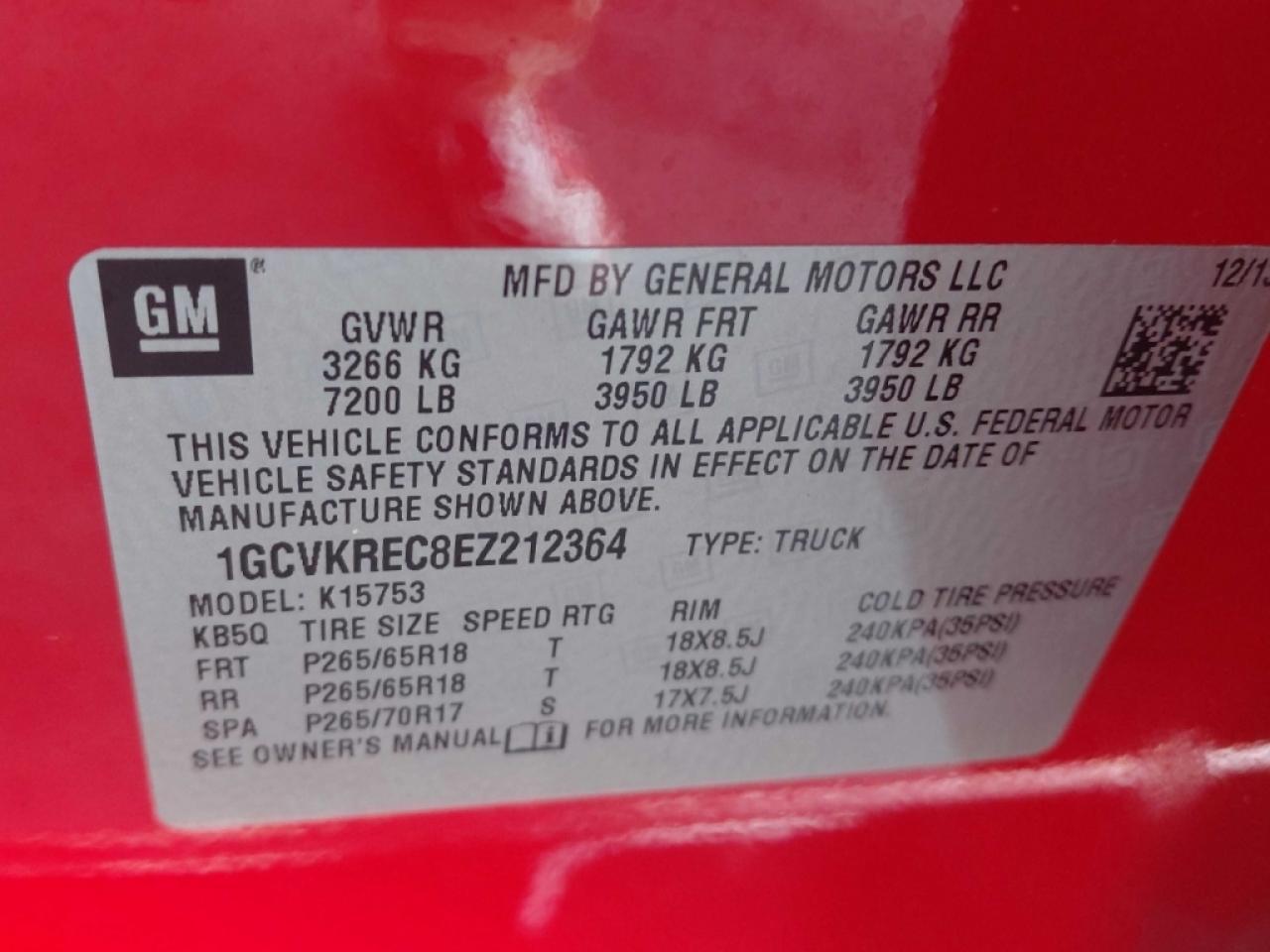 2014 Chevrolet Silverado K1500 Lt Red vin: 1GCVKREC8EZ212364