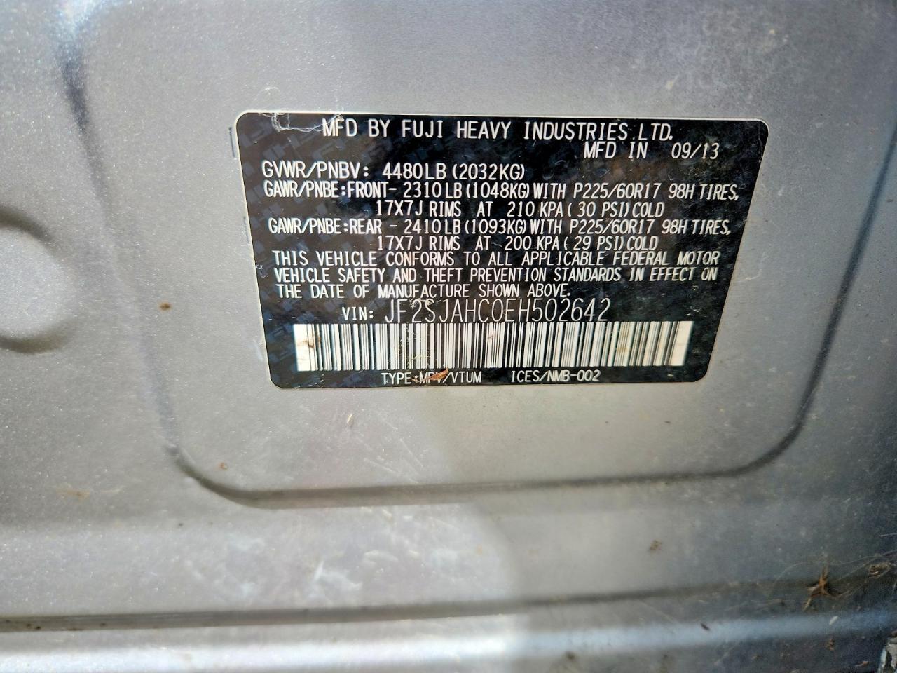 2014 Subaru Forester 2.5i Limited Silver vin: JF2SJAHC0EH502642