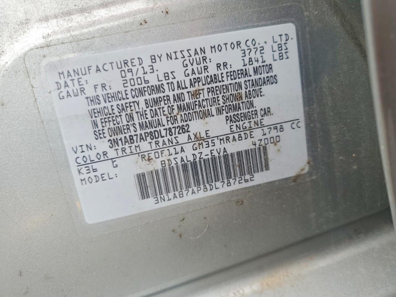 2013 Nissan Sentra S Silver vin: 3N1AB7AP8DL787262