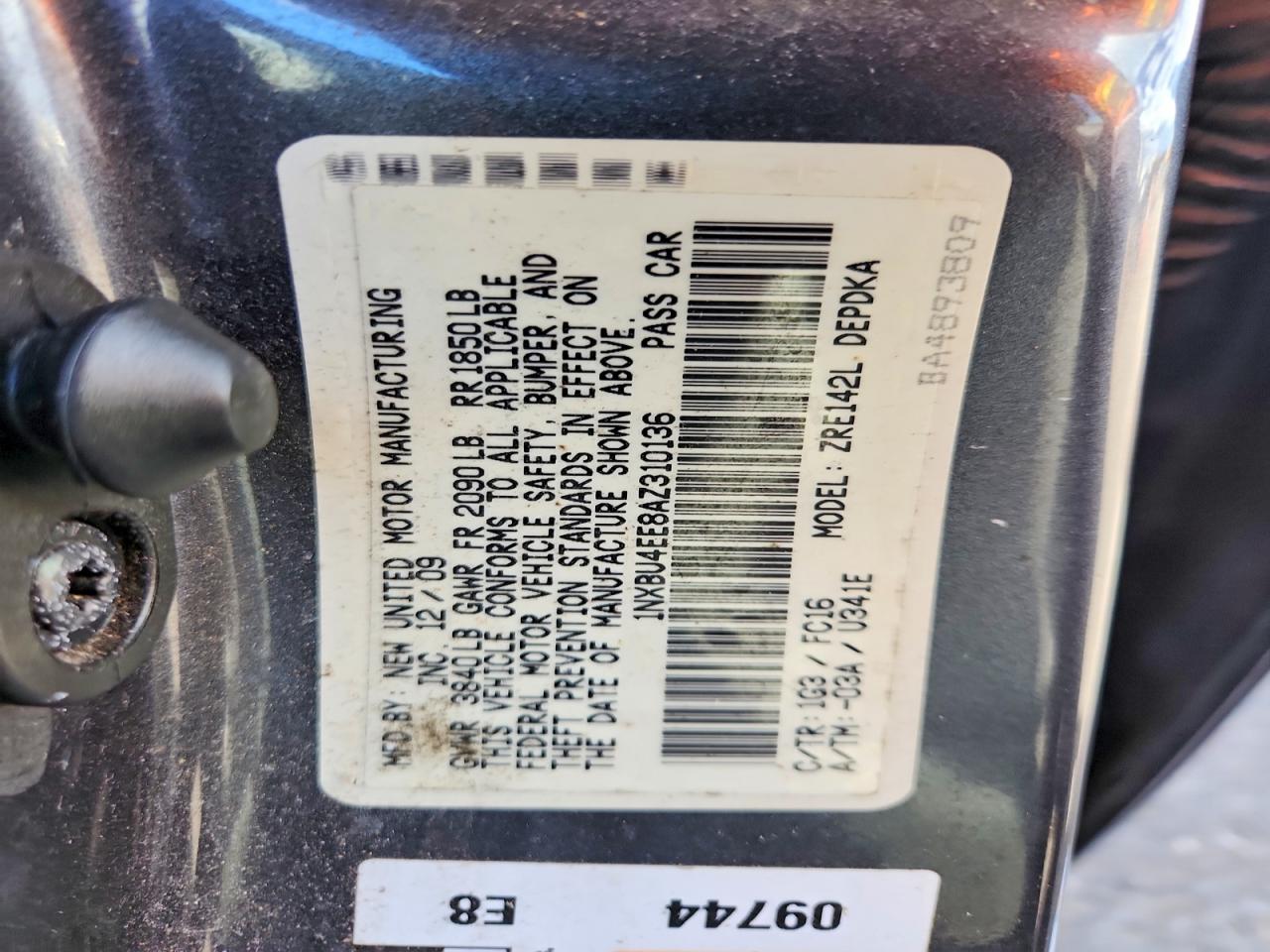 2010 Toyota Corolla Base Charcoal vin: 1NXBU4EE8AZ310136