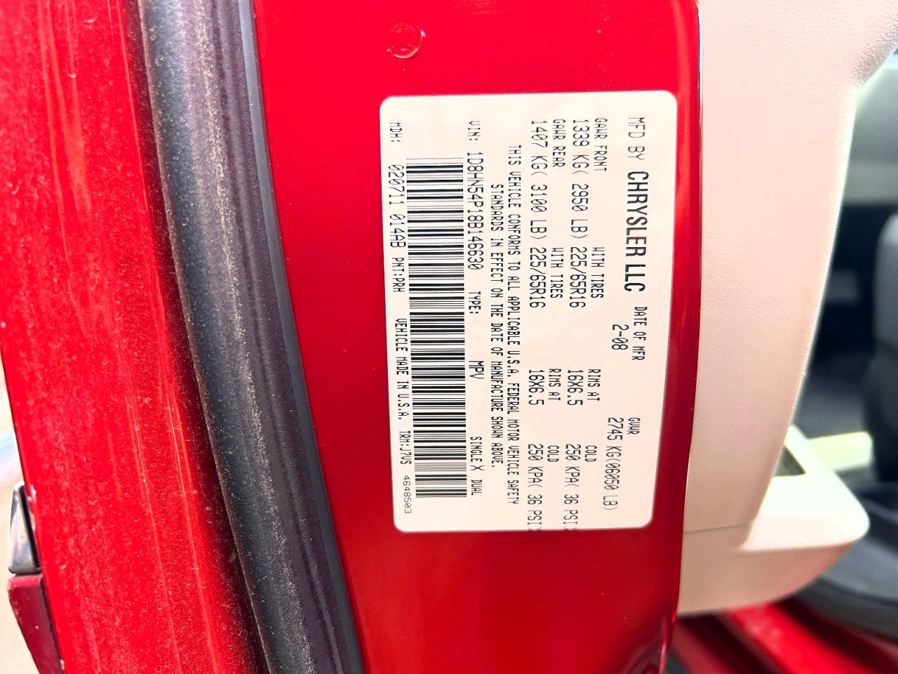 2008 Dodge Grand Caravan Sxt Burgundy vin: 1D8HN54P18B146630