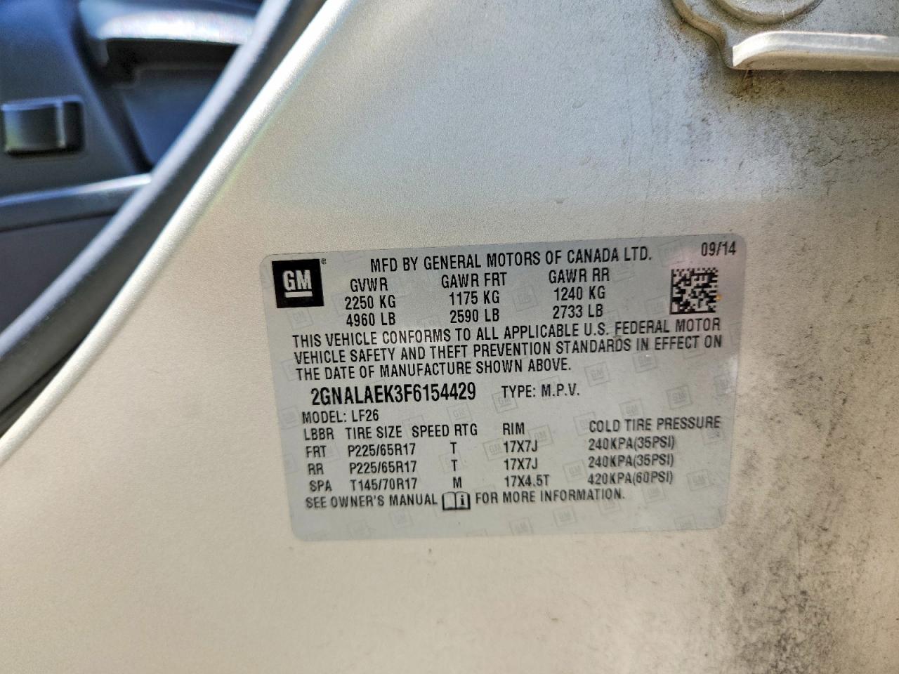 2015 Chevrolet Equinox Ls Gold vin: 2GNALAEK3F6154429