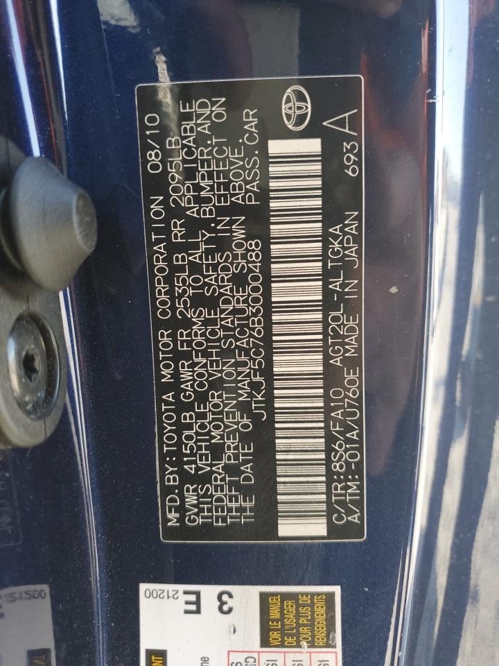 2011 Toyota Scion Tc Blue vin: JTKJF5C76B3000488
