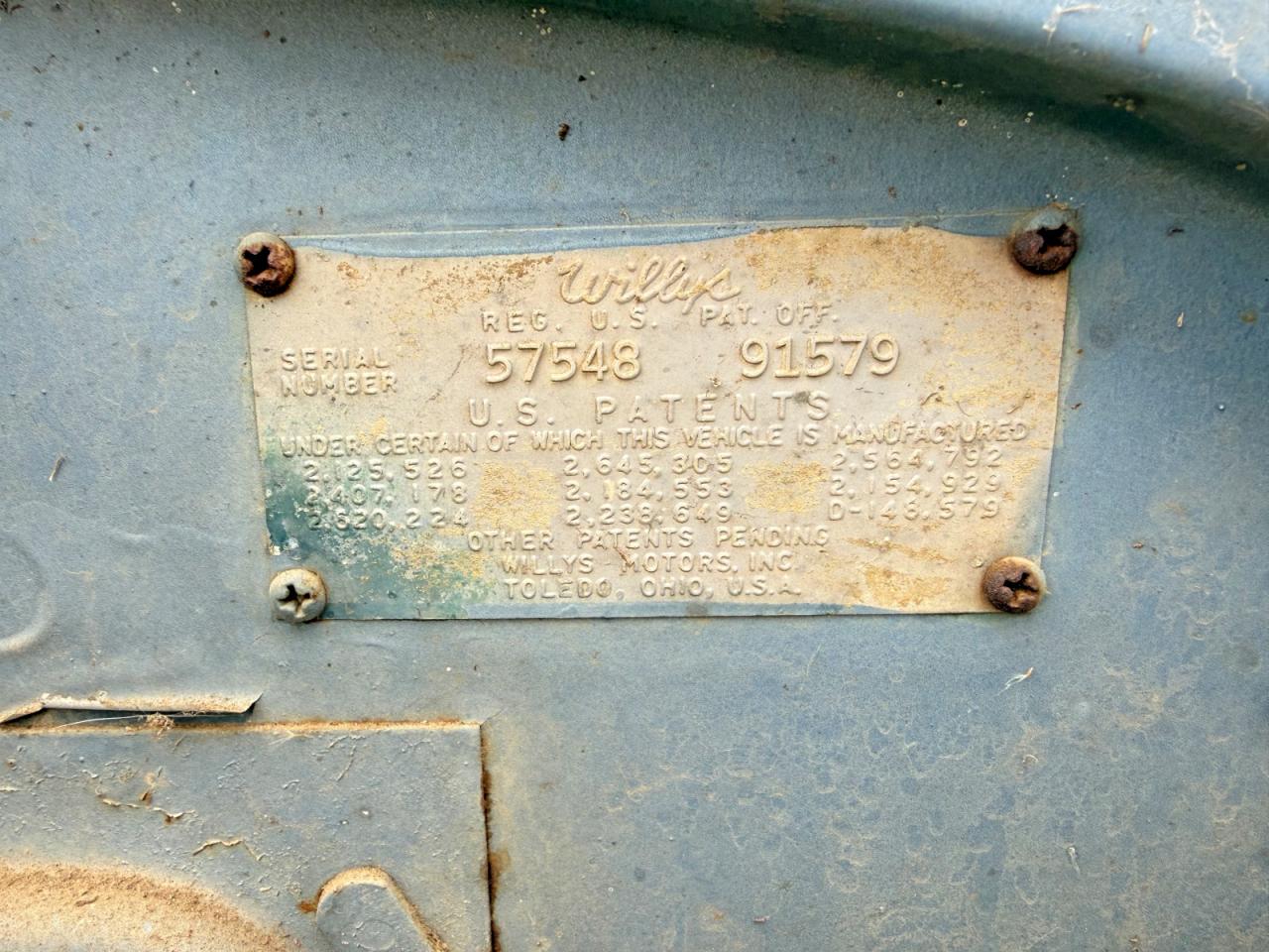 1959 Jeep Wrangler Willys 4wd Blue vin: 5754891579