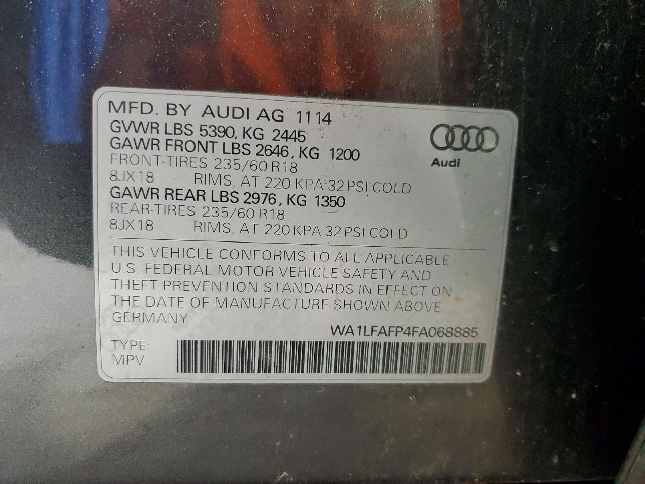 2015 Audi Q5 Premium Plus Gray vin: WA1LFAFP4FA068885