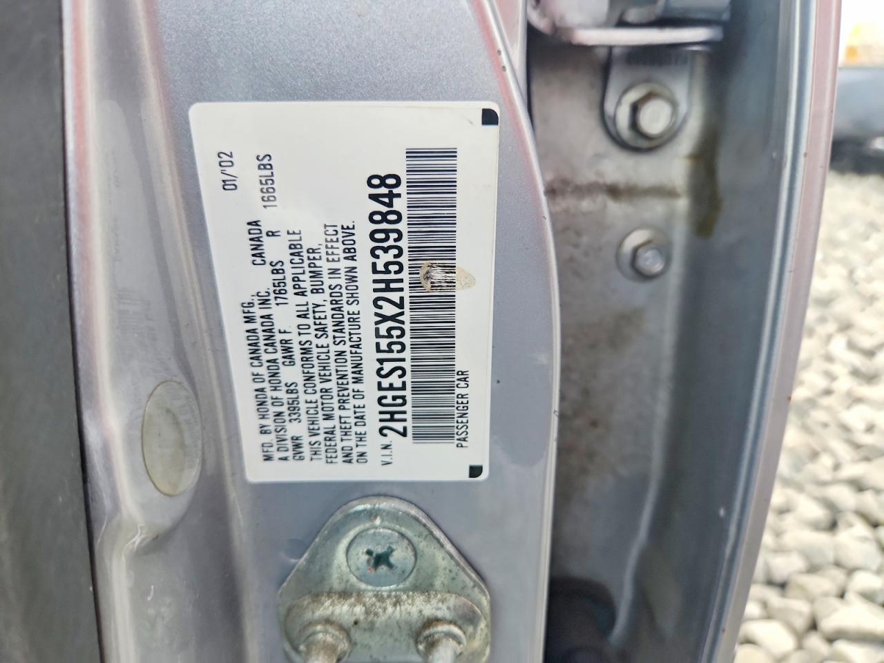 2002 Honda Civic Lx Silver vin: 2HGES155X2H539848
