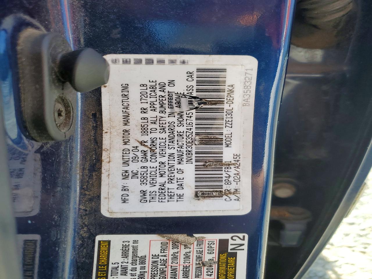 2005 Toyota Corolla Le Синий vin: 1NXBR30E35Z416745