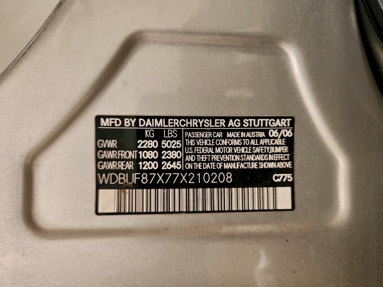 2007 Mercedes-benz E 350 4matic Silver vin: WDBUF87X77X210208