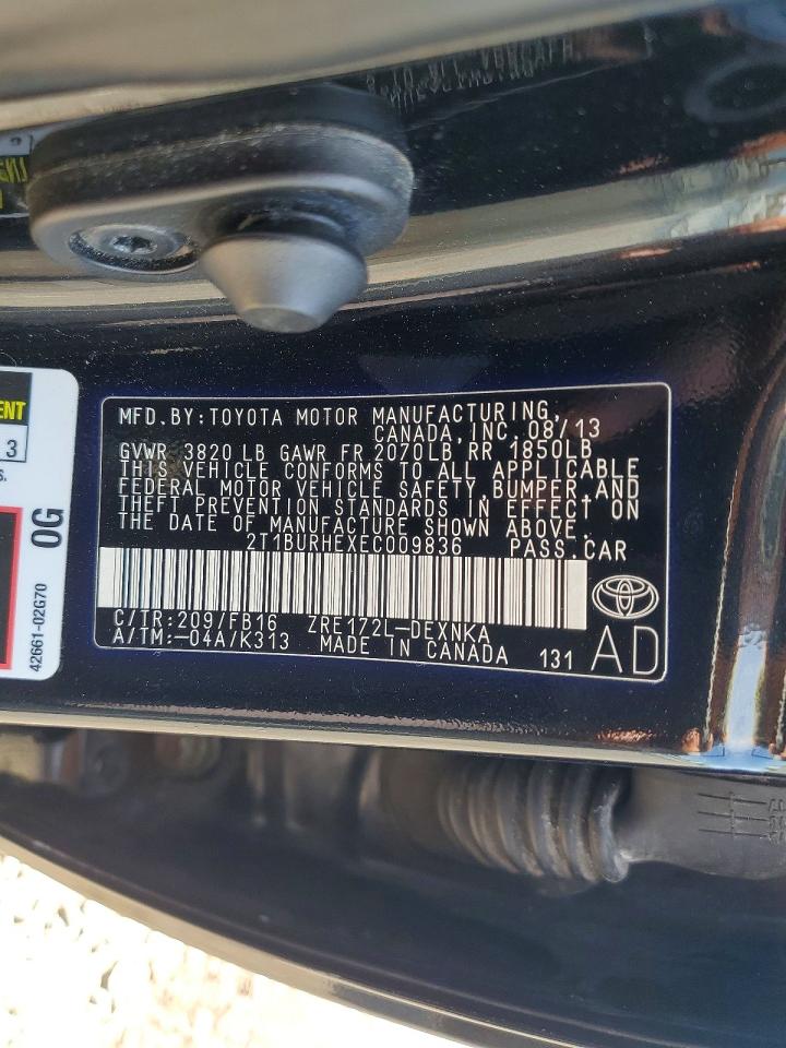 2014 Toyota Corolla Le Black vin: 2T1BURHEXEC009836
