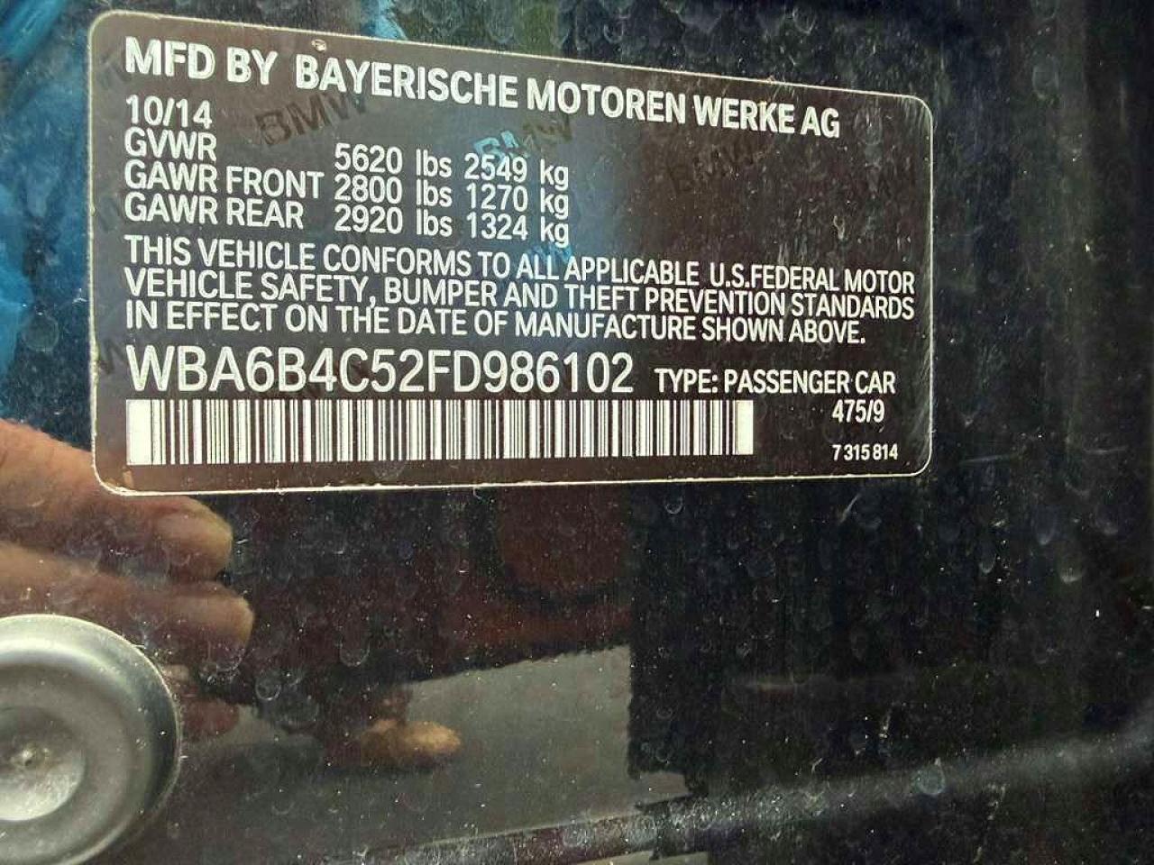 2015 Bmw Alpina B6 Unknown - Not Ok For Inv. vin: WBA6B4C52FD986102