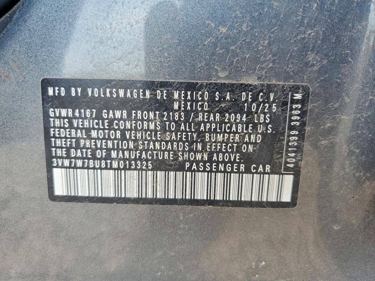2026 Volkswagen Jetta Se Gray vin: 3VW7W7BU8TM013325