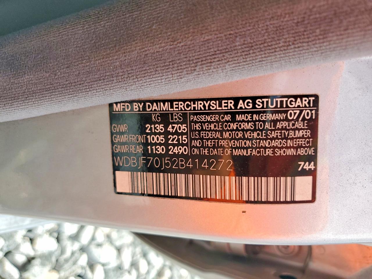 2002 Mercedes-benz E 430 Gray vin: WDBJF70J52B414272