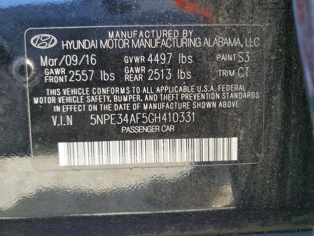 2016 Hyundai Sonata Limited Black vin: 5NPE34AF5GH410331