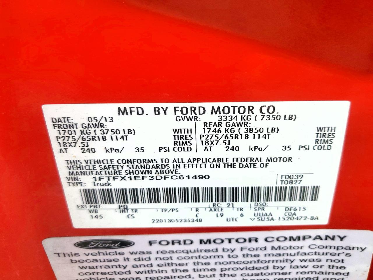 2013 Ford F150 Super Cab Red vin: 1FTFX1EF3DFC61490