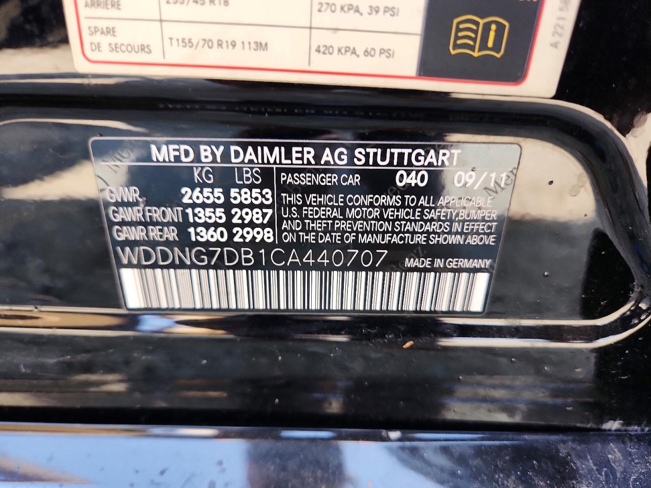 2012 Mercedes-benz S 550 Black vin: WDDNG7DB1CA440707
