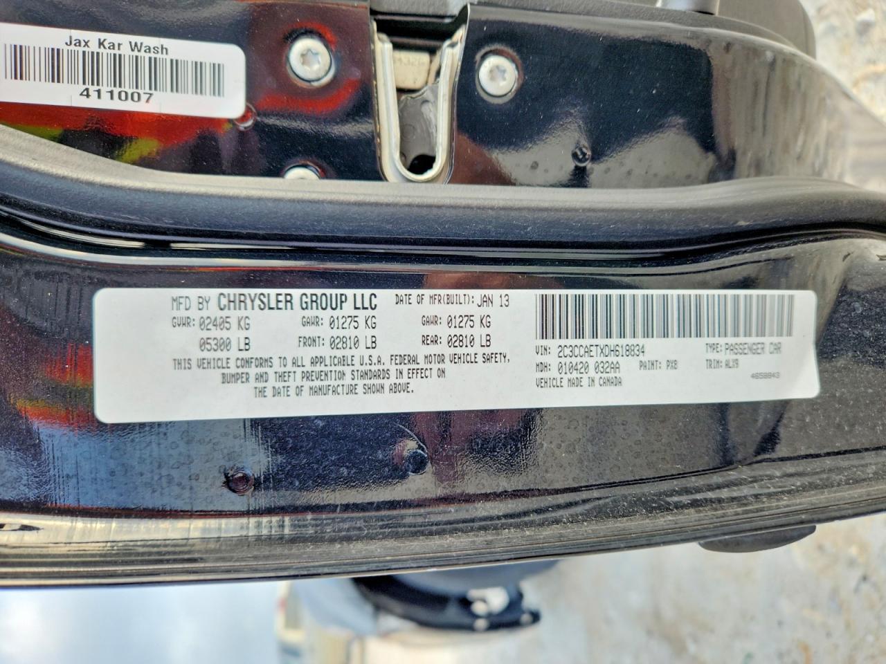 2013 Chrysler 300c Black vin: 2C3CCAETXDH618834
