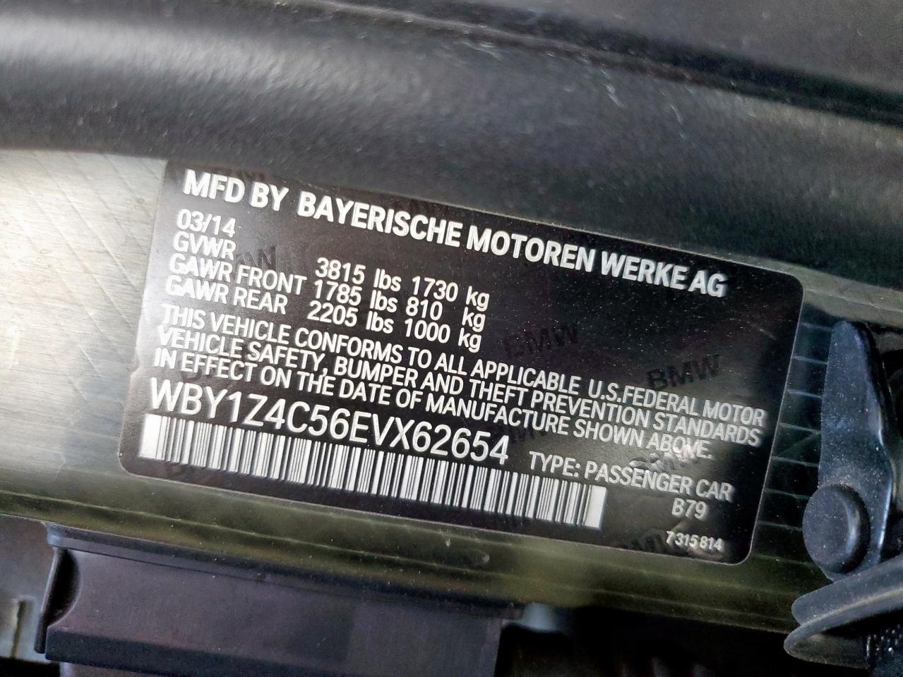 2014 Bmw I3 Rex Gray vin: WBY1Z4C56EVX62654