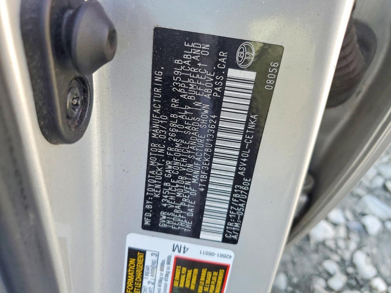 2011 Toyota Camry Le Silver vin: 4T1BF3EK7BU133624