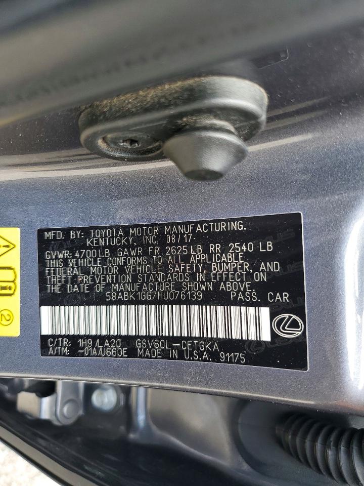 2017 Lexus Es 350 Gray vin: 58ABK1GG7HU076139