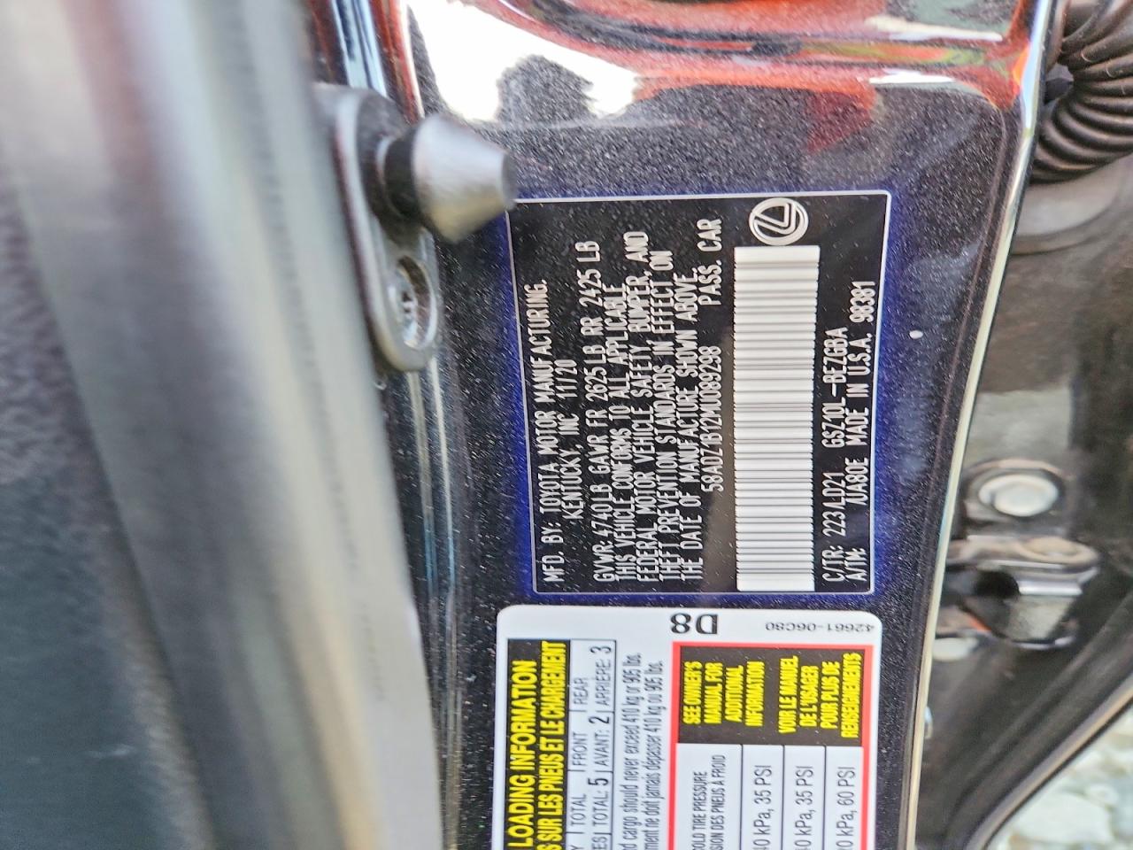 2021 Lexus Es 350 Base Black vin: 58ADZ1B12MU089298