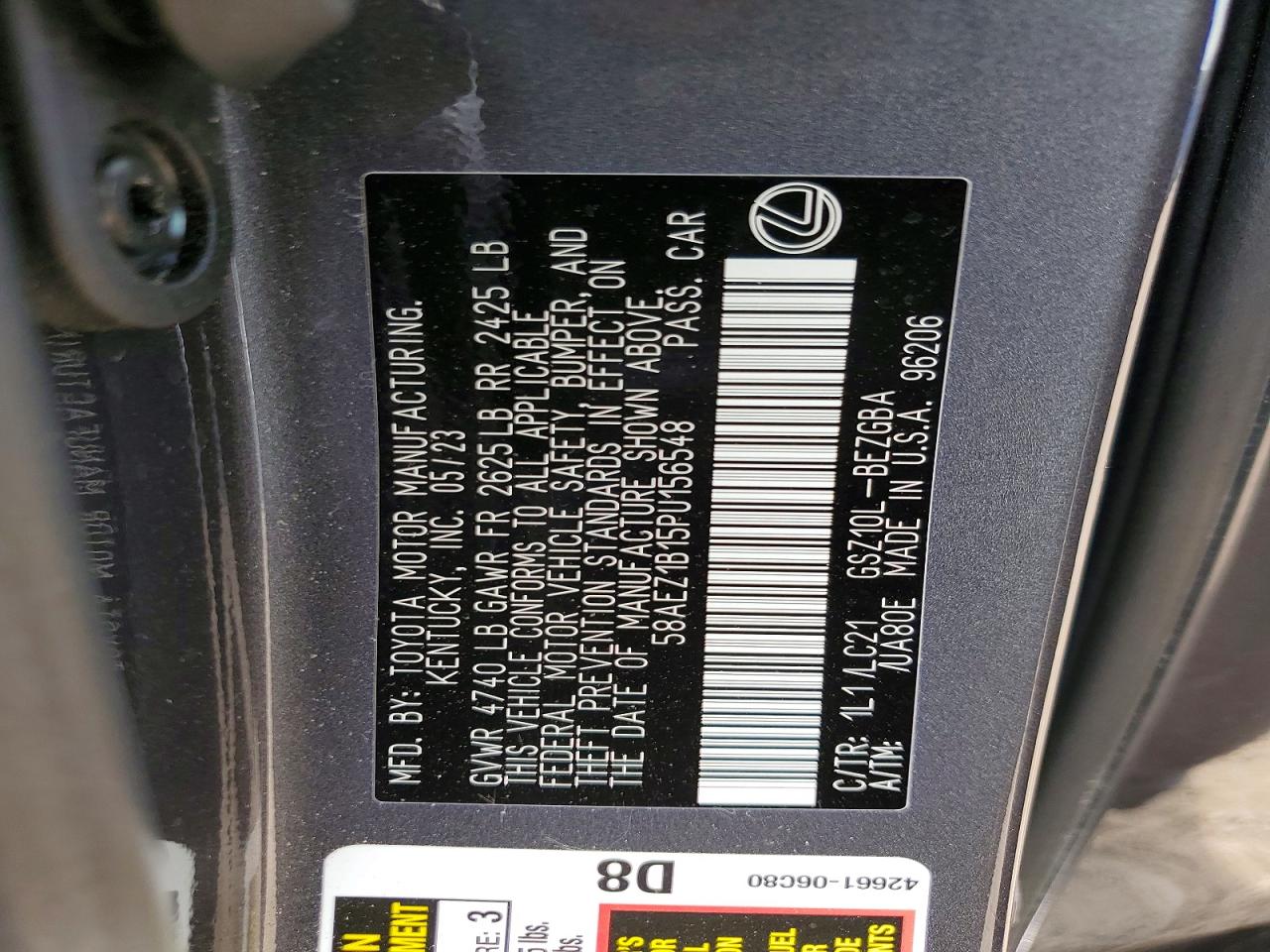 2023 Lexus Es 350 Luxury Серый vin: 58AEZ1B15PU156548
