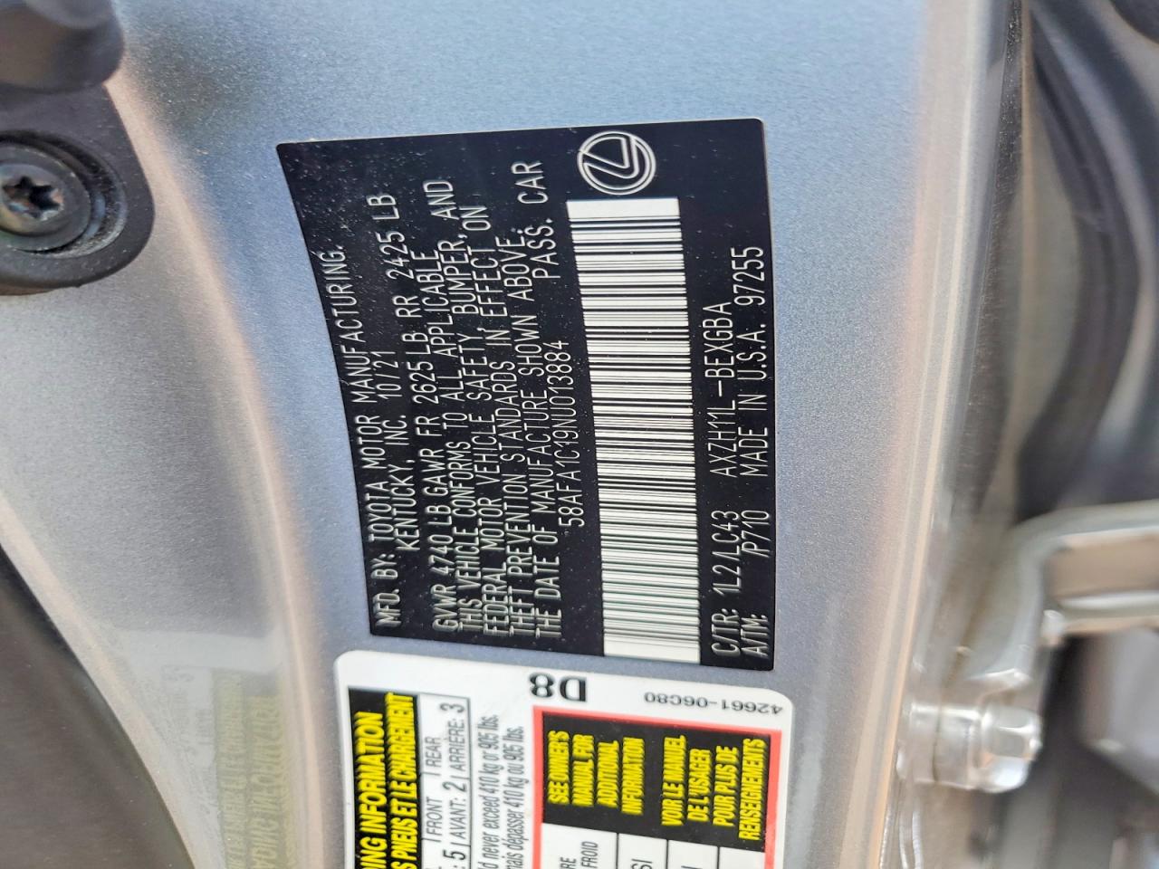 2022 Lexus Es 300h Ultra Luxury Серебряный vin: 58AFA1C19NU013884