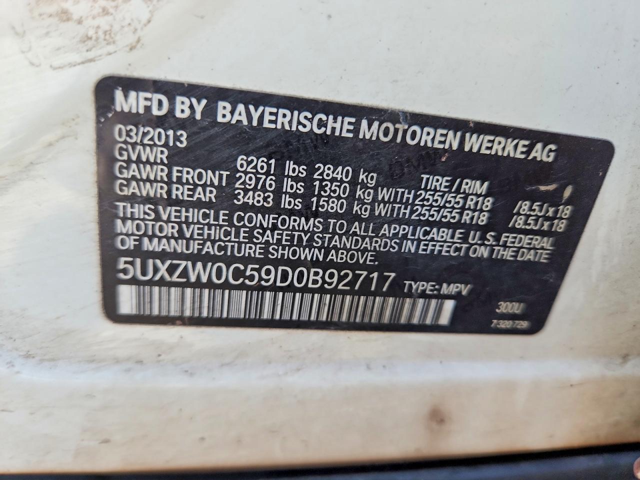 2013 Bmw X5 Xdrive35d White vin: 5UXZW0C59D0B92717
