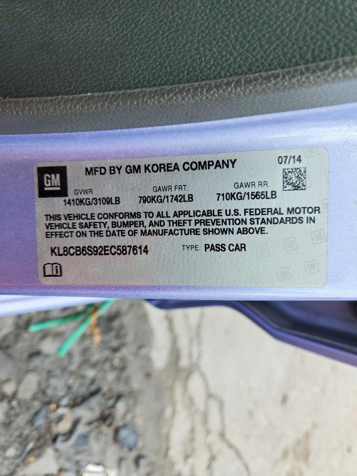 2014 Chevrolet Spark Ls Purple vin: KL8CB6S92EC587614