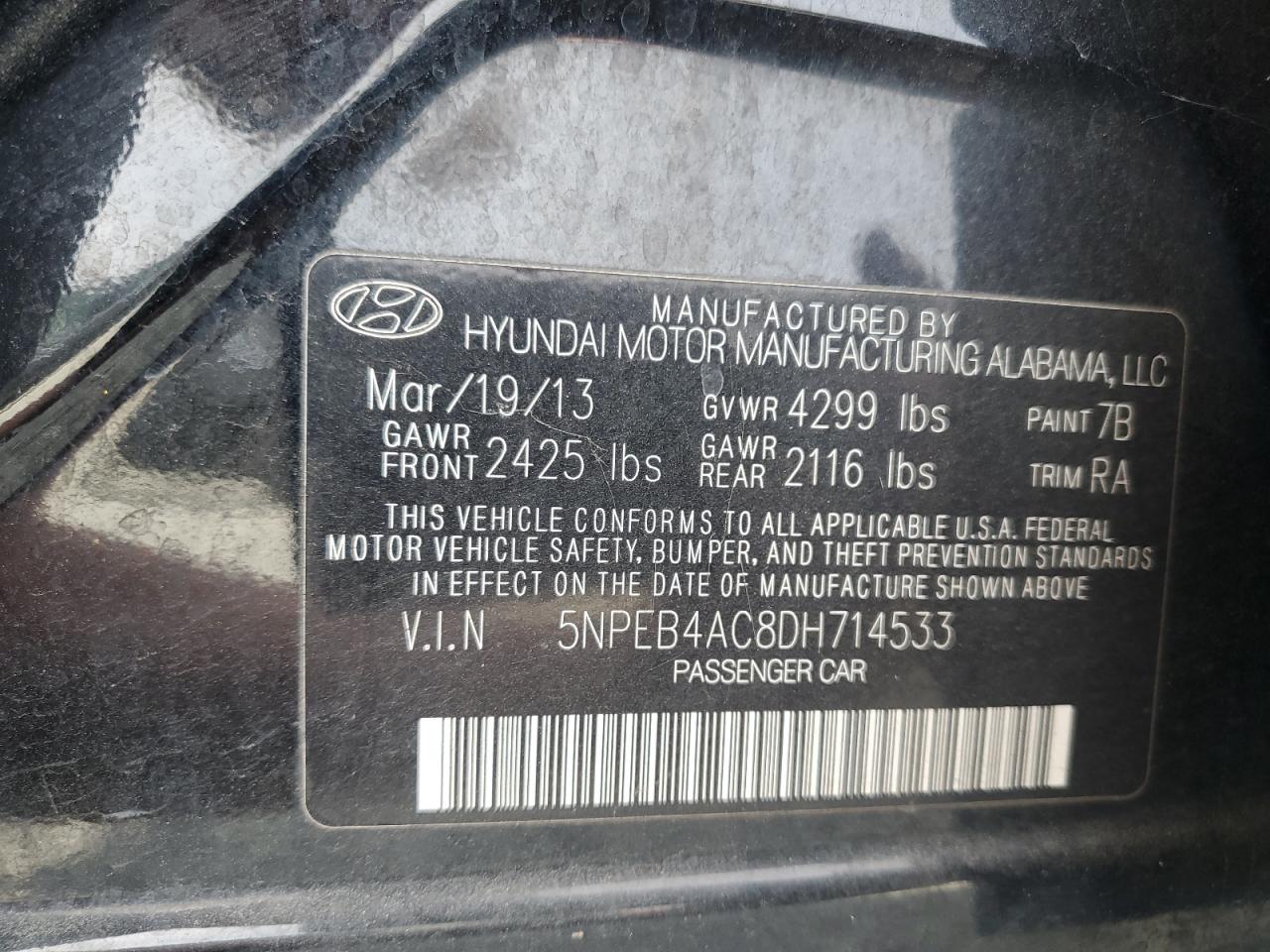 2013 Hyundai Sonata Gls Black vin: 5NPEB4AC8DH714533
