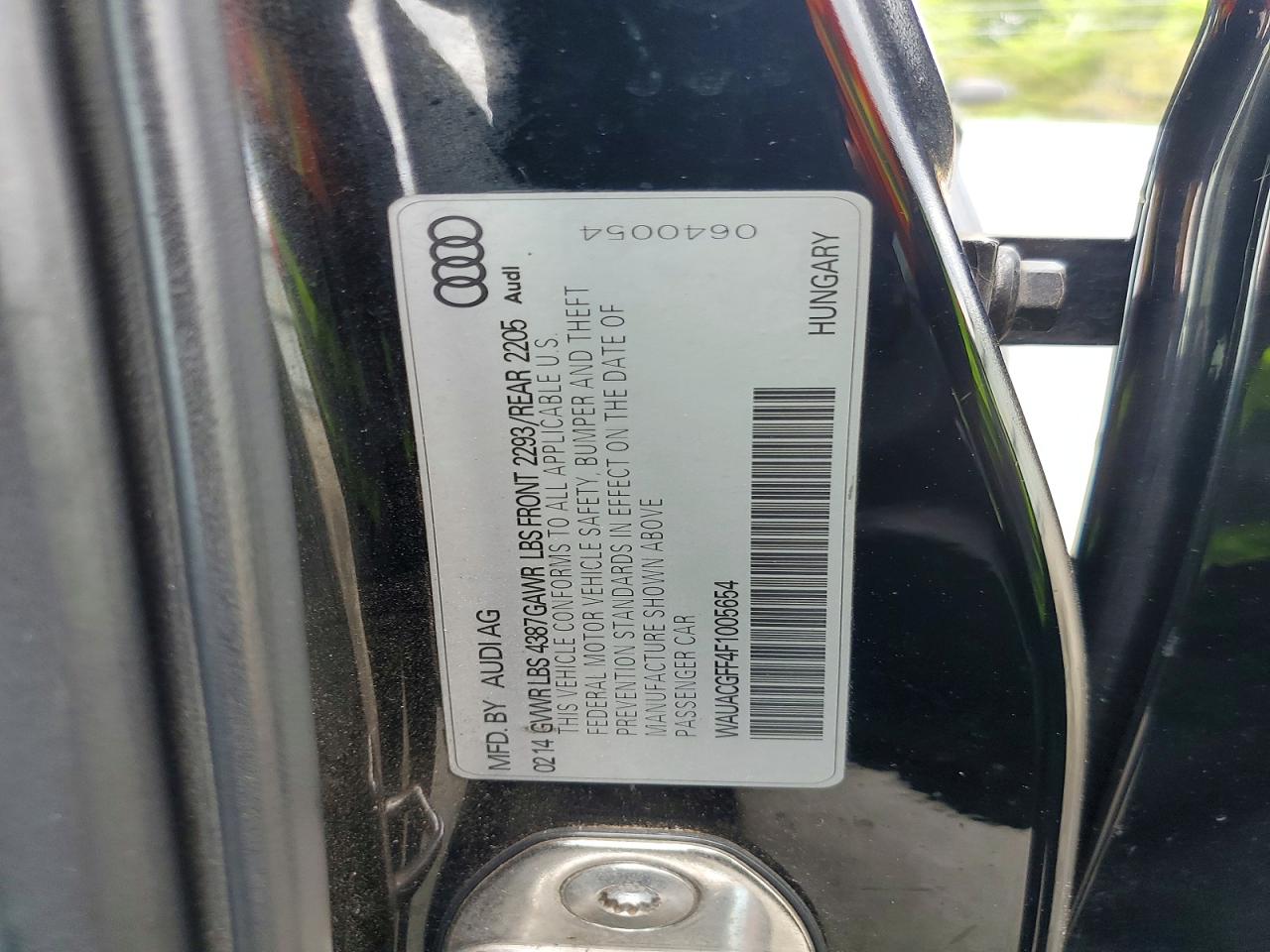 2015 Audi A3 Premium Черный vin: WAUACGFF4F1005654