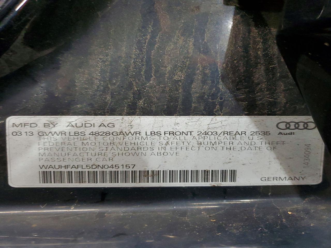 2013 Audi A4 Premium Plus Black vin: WAUHFAFL5DN045157