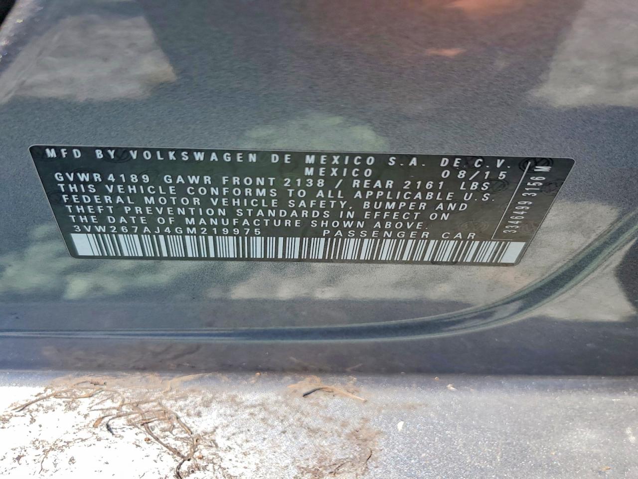 2016 Volkswagen Jetta S Серый vin: 3VW267AJ4GM219975