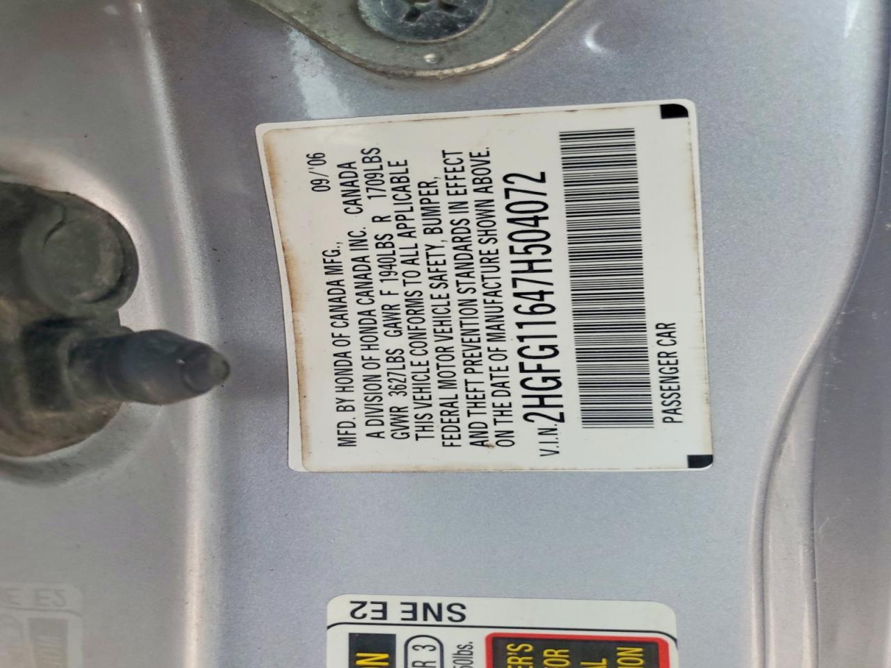 2007 Honda Civic Lx Gray vin: 2HGFG11647H504072