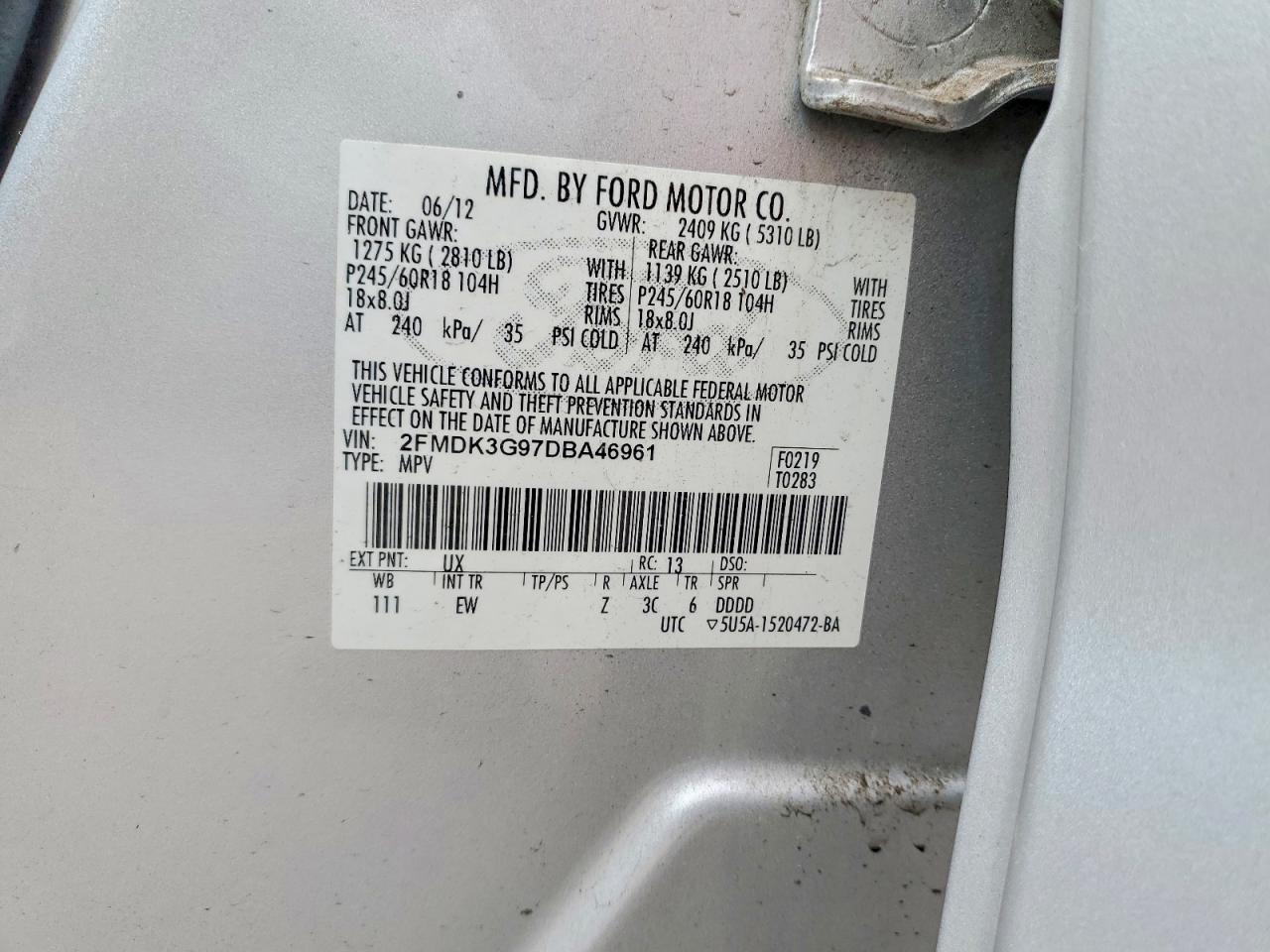 2013 Ford Edge Se Gray vin: 2FMDK3G97DBA46961