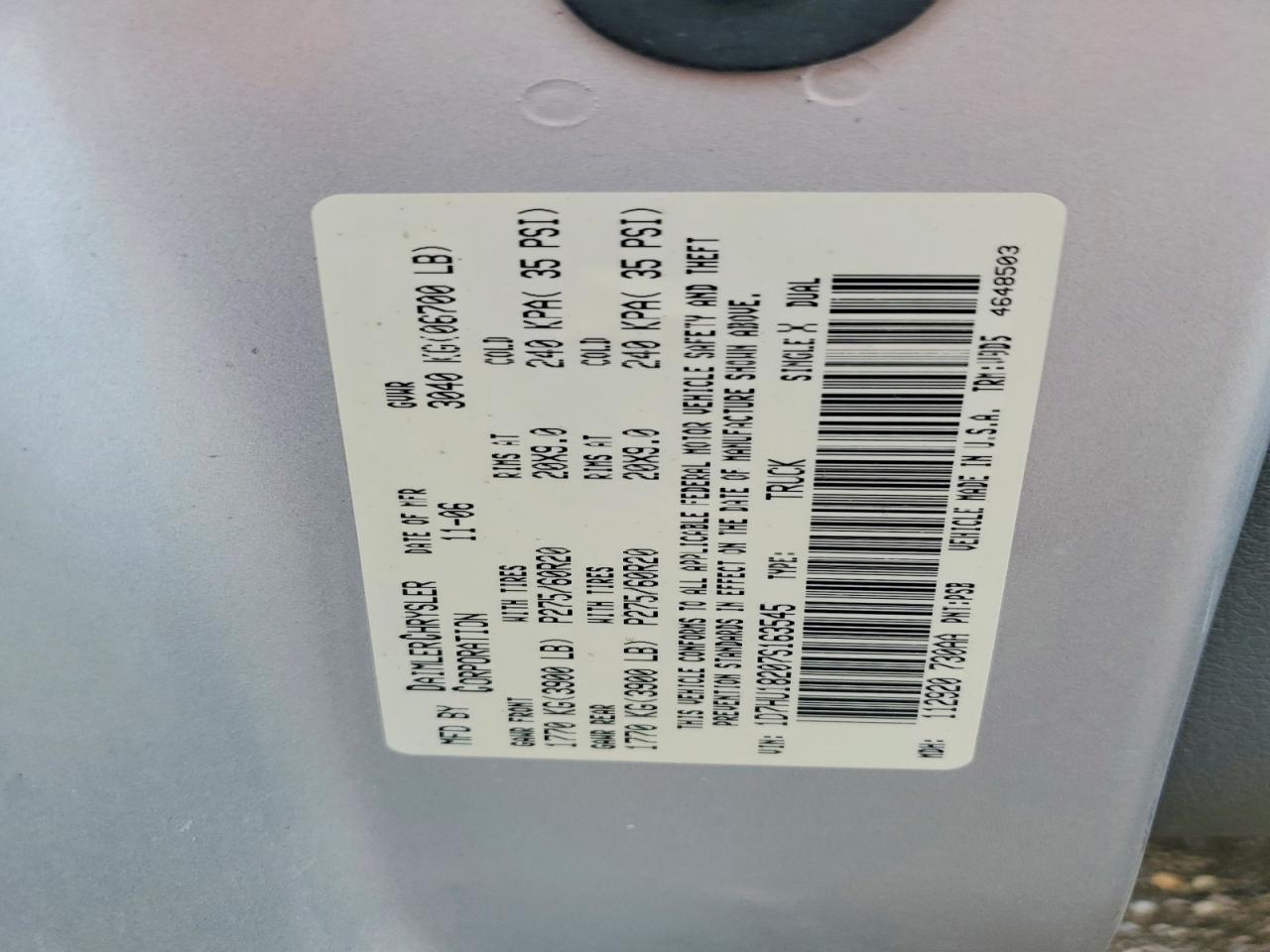 2007 Dodge Ram 1500 St Silver vin: 1D7HU18207S163545