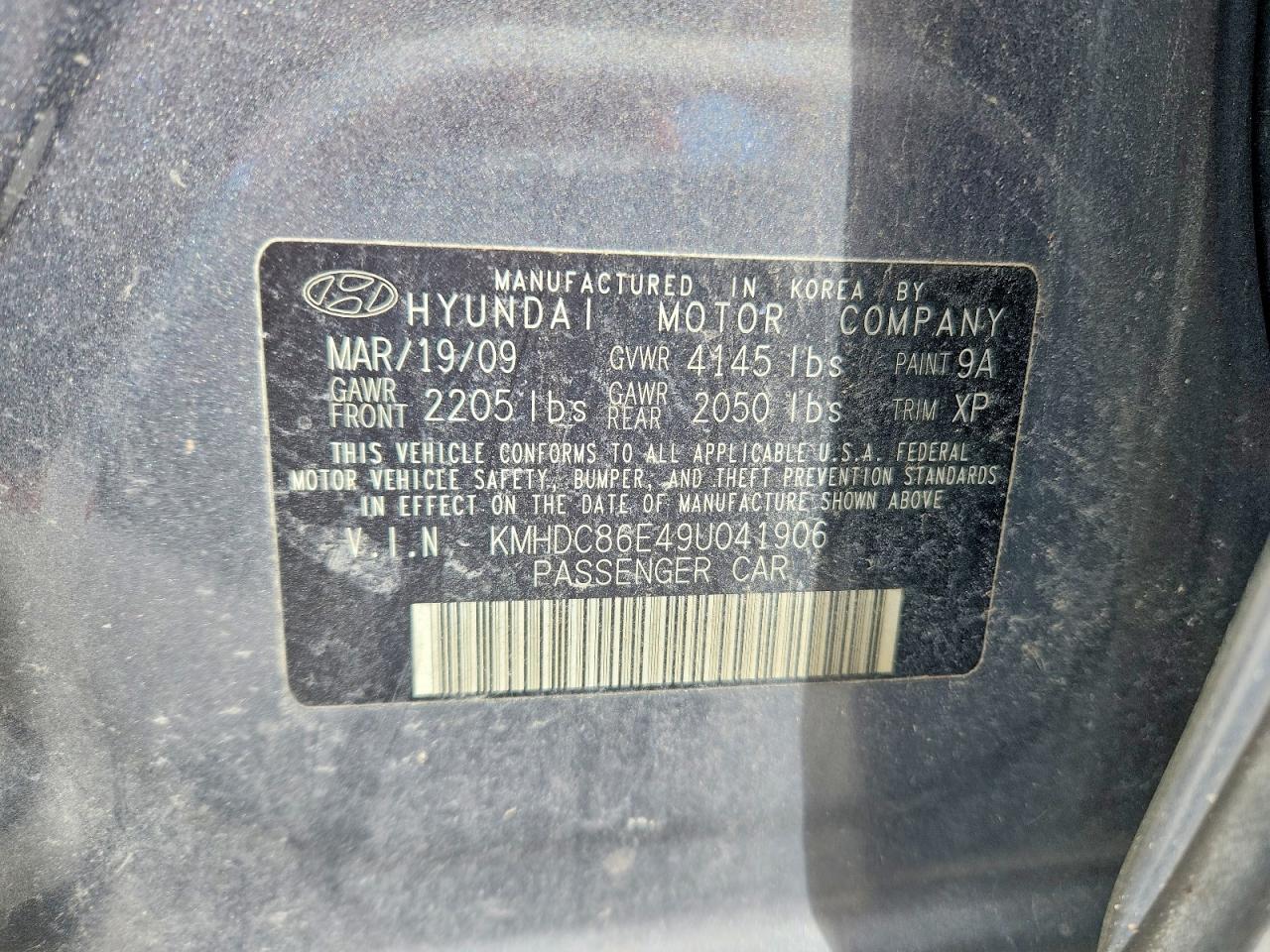 2009 Hyundai Elantra Touring Gray vin: KMHDC86E49U041906